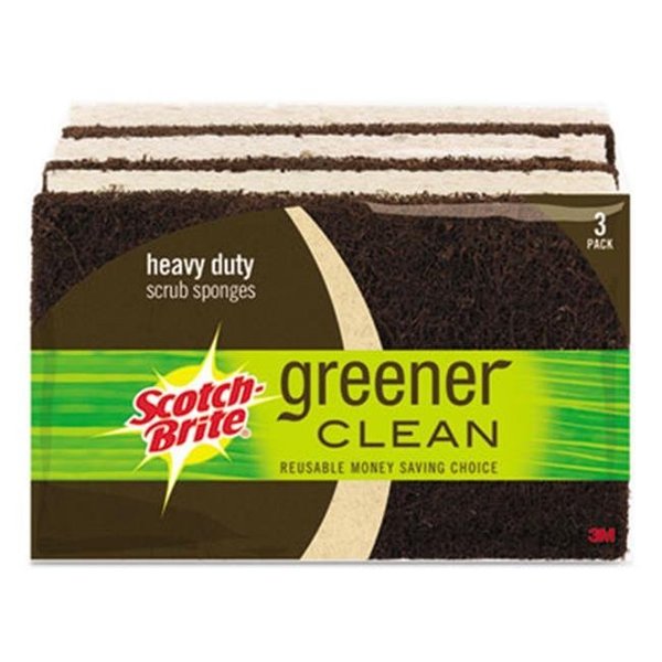 3M Commercial 3M-Commercial Tape Div 87033 Greener Clean Heavy-Duty Scrub Sponge - Brown 87033